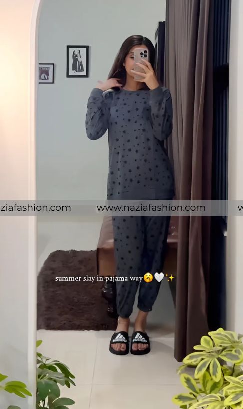Charcoal Star Printed Night Suit