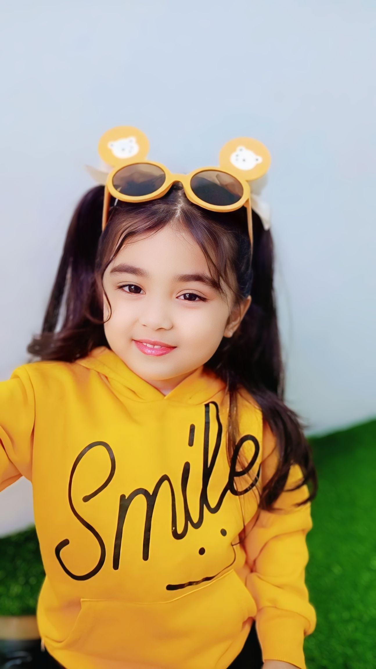 Orange Smiley Printed Hoodie With Trouser For Kids