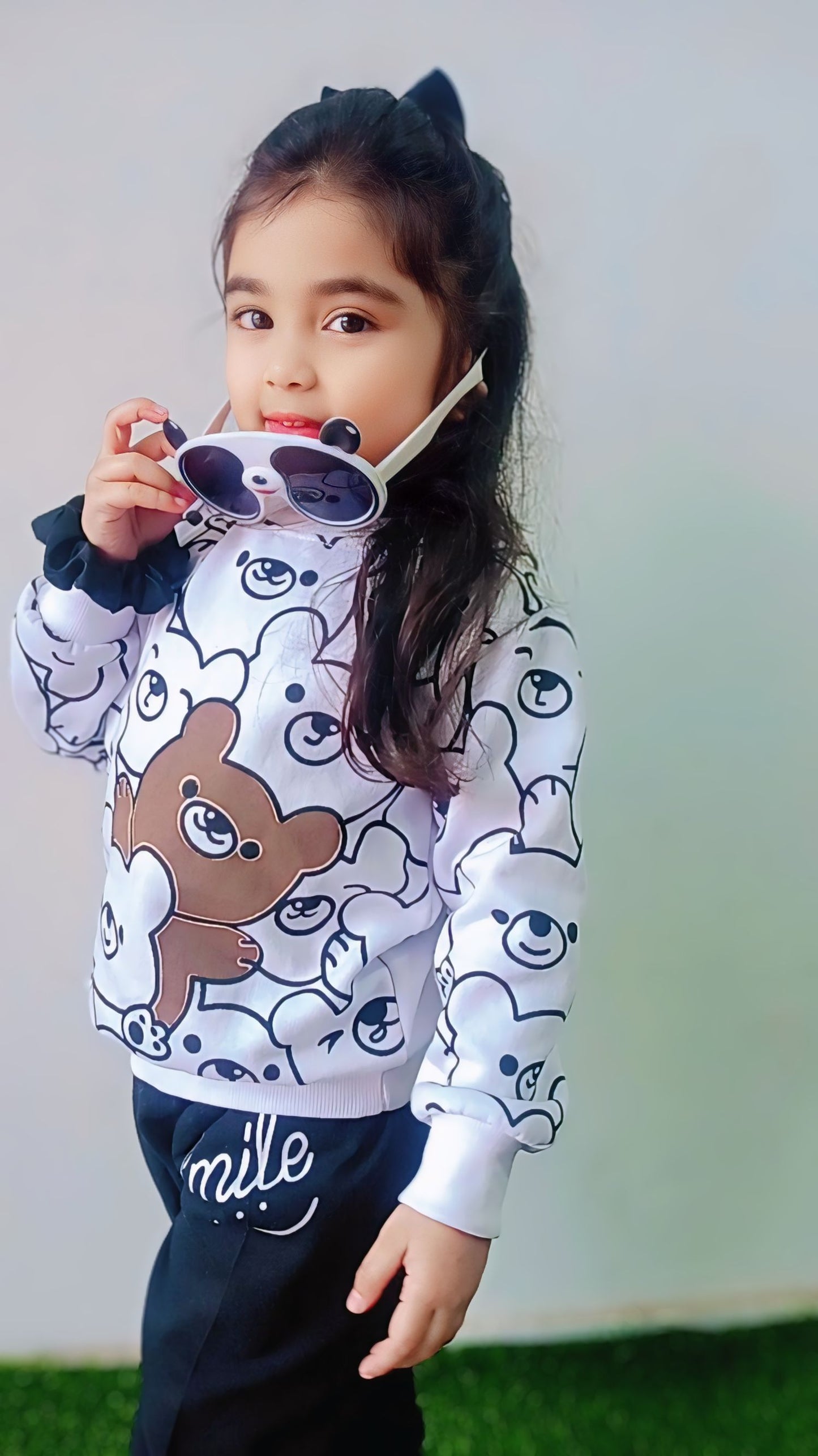 White Bears Print Sweatshirt With Trouser For Kids (2 Piece)