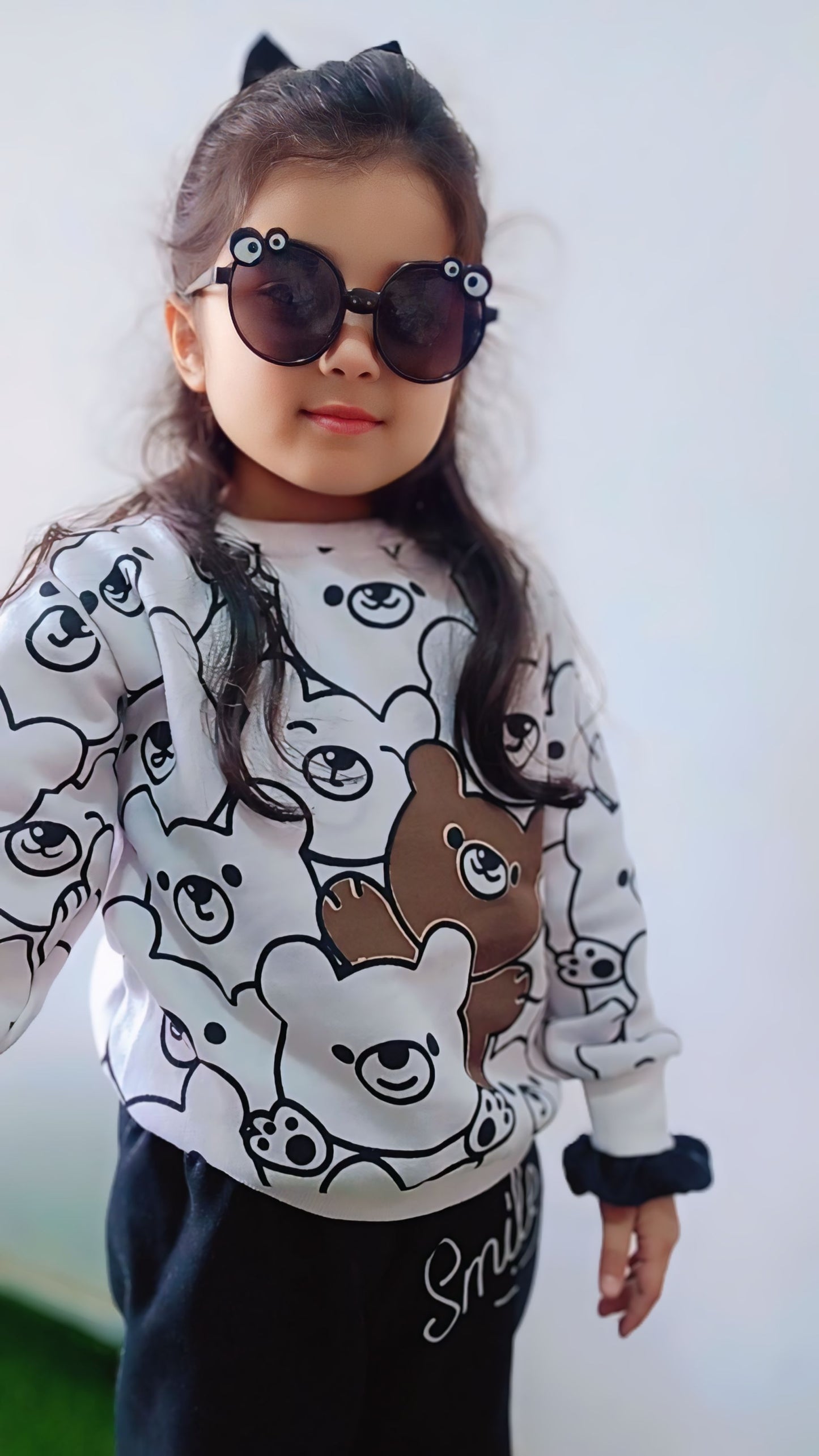 White Bears Print Sweatshirt With Trouser For Kids (2 Piece)