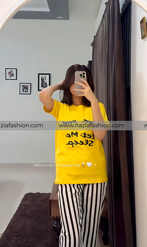 Yellow Let Me Sleep Printed Night Suit