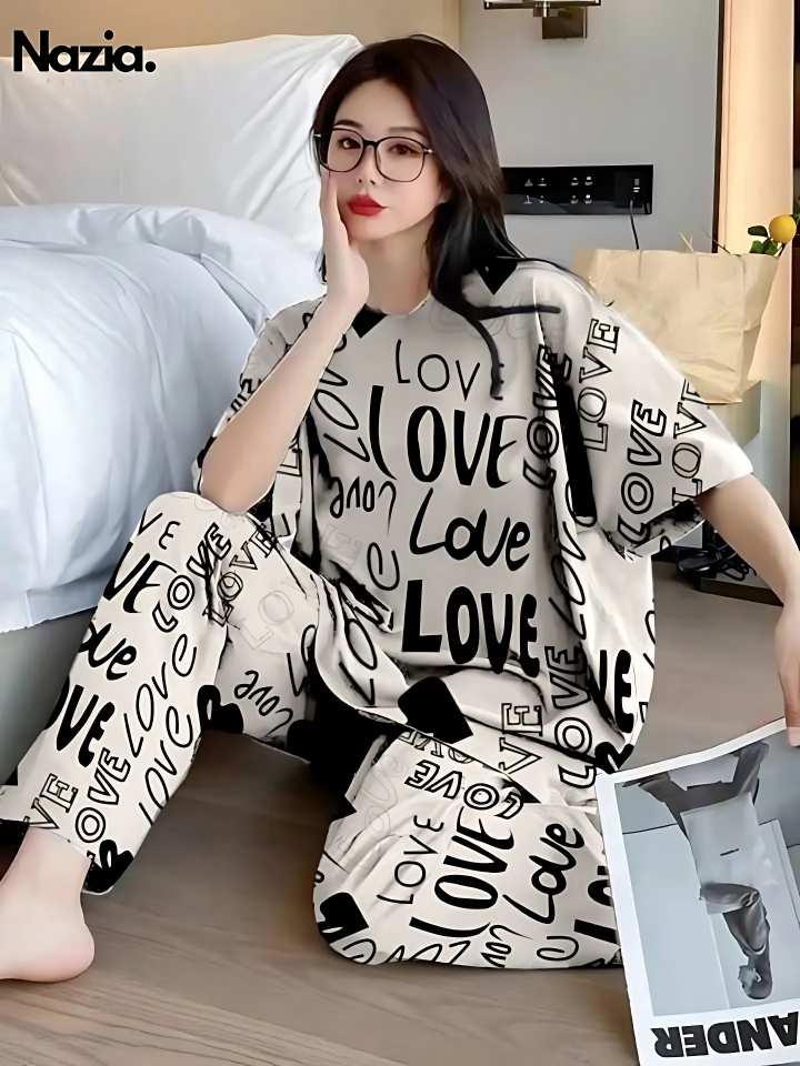 Drop Shoulder Printed Night Suit