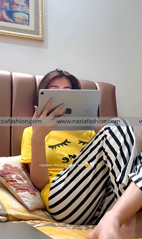 Yellow Let Me Sleep Printed Night Suit