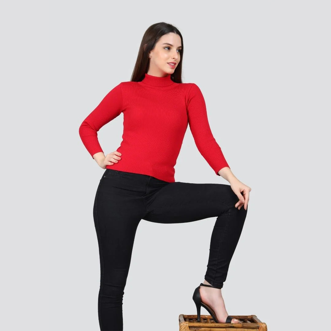 Red High Neck for Women's