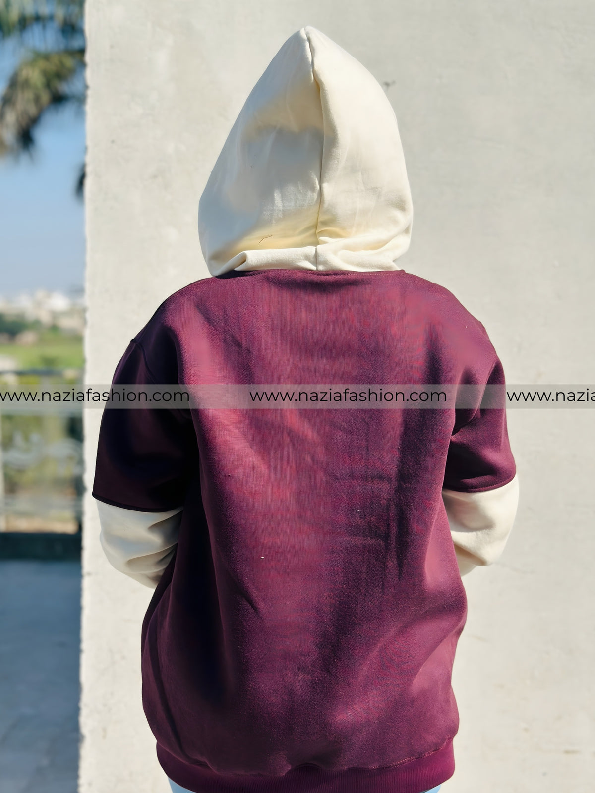 Brown With Cream Basic Hoodie For Women