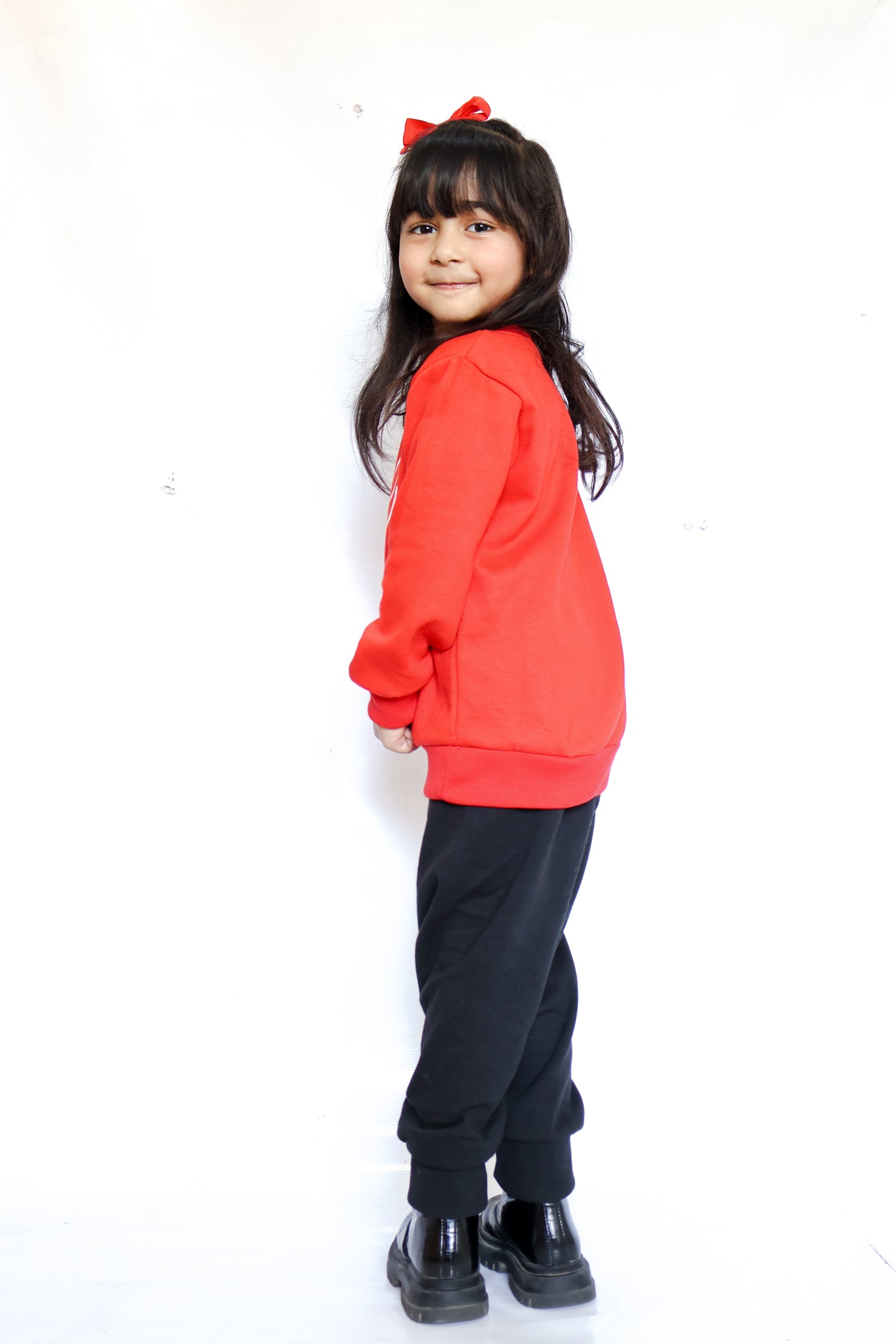 Red Smiley Printed Sweatshirt With Trouser For Kids