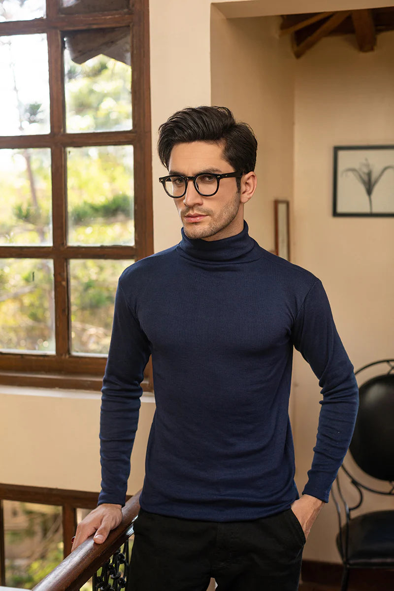 Navy Blue High Neck for Men's