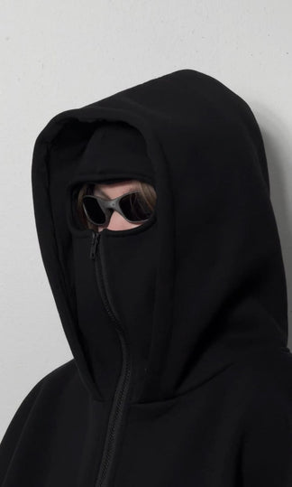 Balaclava Ninja Zipper Hoodie Jacket For Women