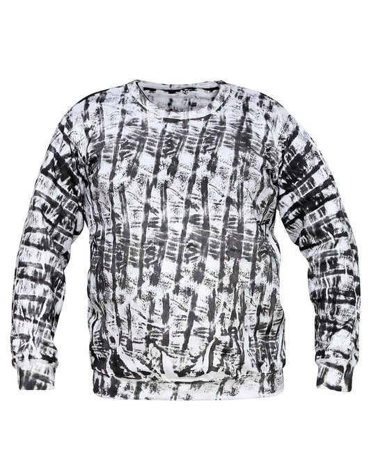 White & Black Random Printed Sweat Shirt For Unisex