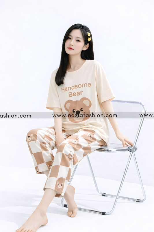 Handsome Bear Printed Pajama Night Suit