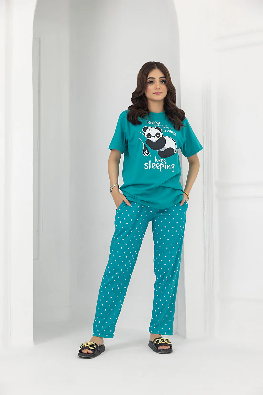Never Give up Printed Night Suit