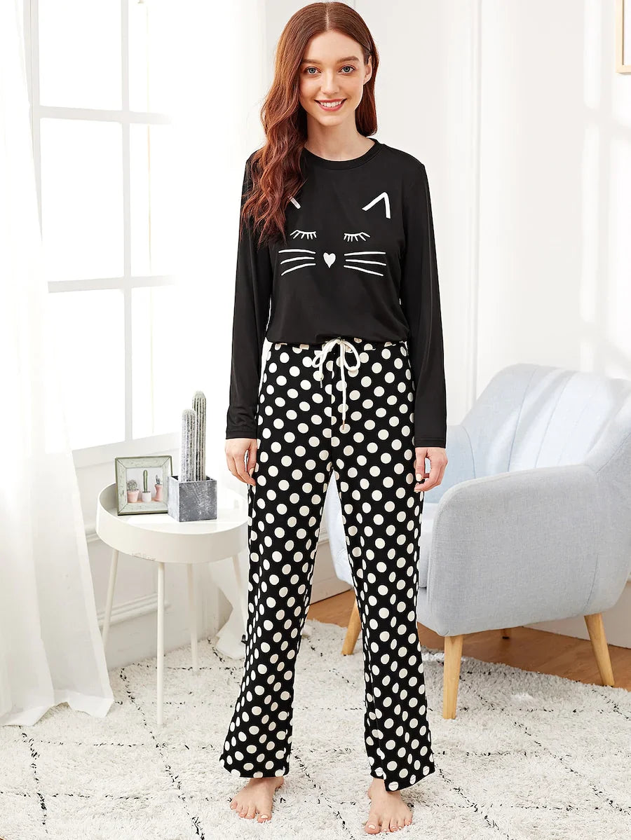 Kitten Printed Pajama Night Suit