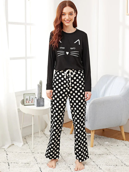 Kitten Printed Pajama Night Suit