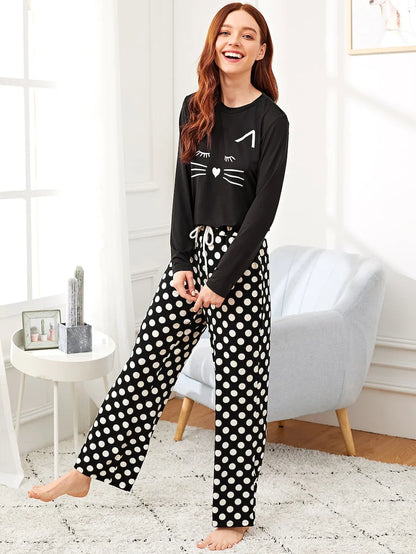 Kitten Printed Pajama Night Suit