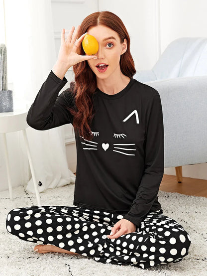 Kitten Printed Pajama Night Suit