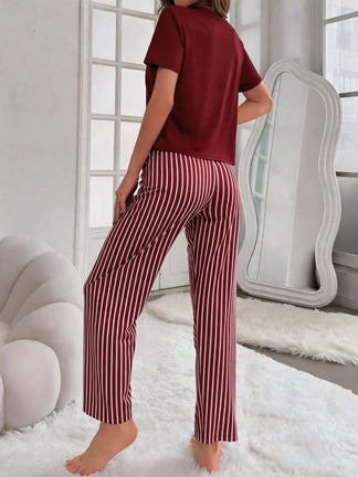 Maroon Sunflowers Heart Printed Night Suit