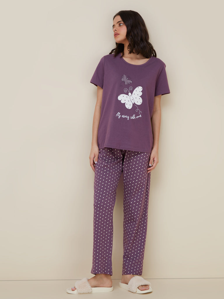 Butterfly Printed  Night Suit