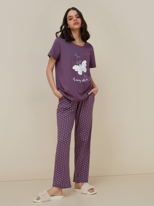 Butterfly Printed  Night Suit