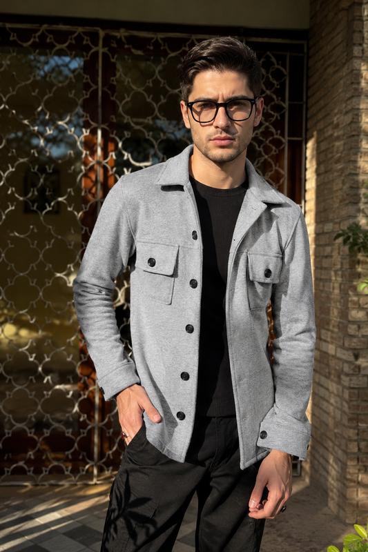 Grey Men's Winter Warm Shacket