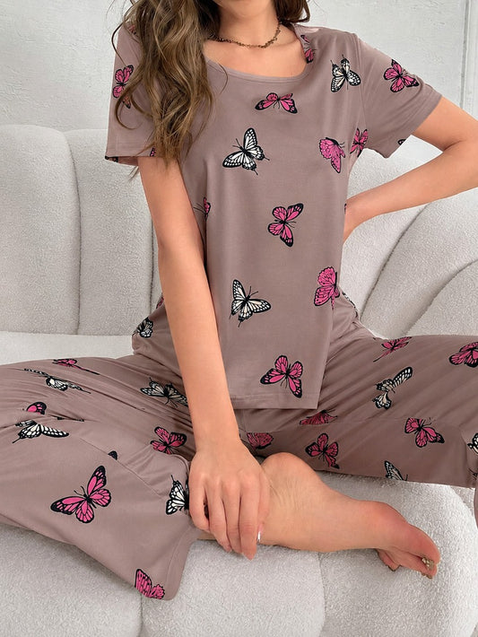 Monach Butterfly Printed Night Suit