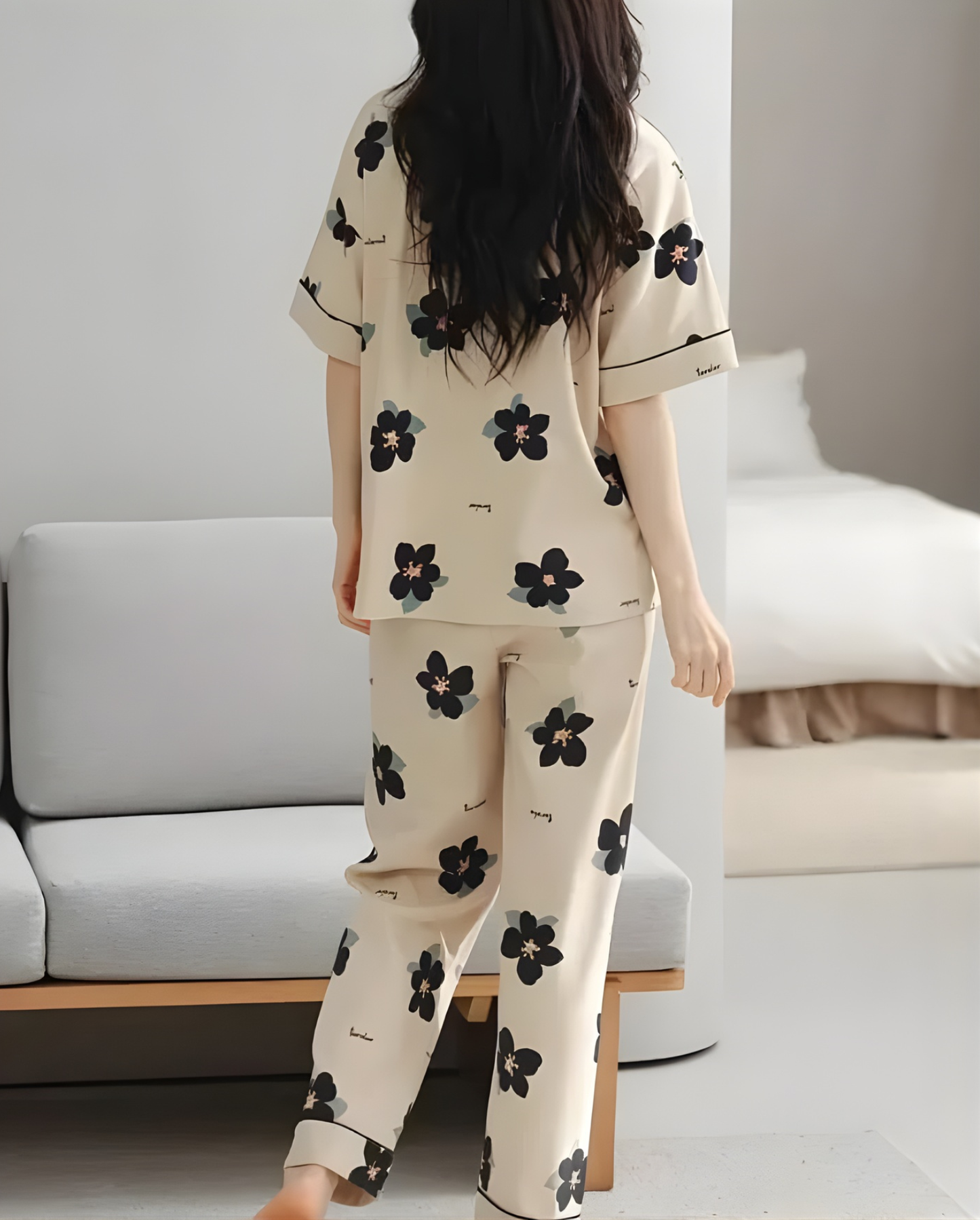 Big Flowers Printed Night Suit