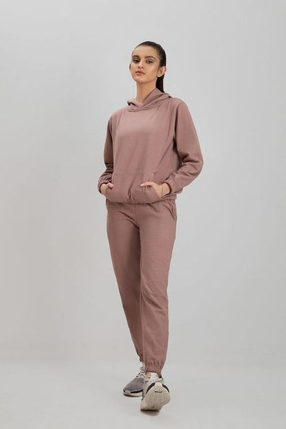 Tea Pink Warm Hoodie And Pant Co-ord Set