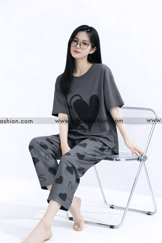 Double Heart printed Night Suit