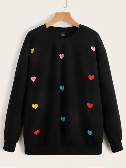 Black Multi Hearts Printed Sweatshirt