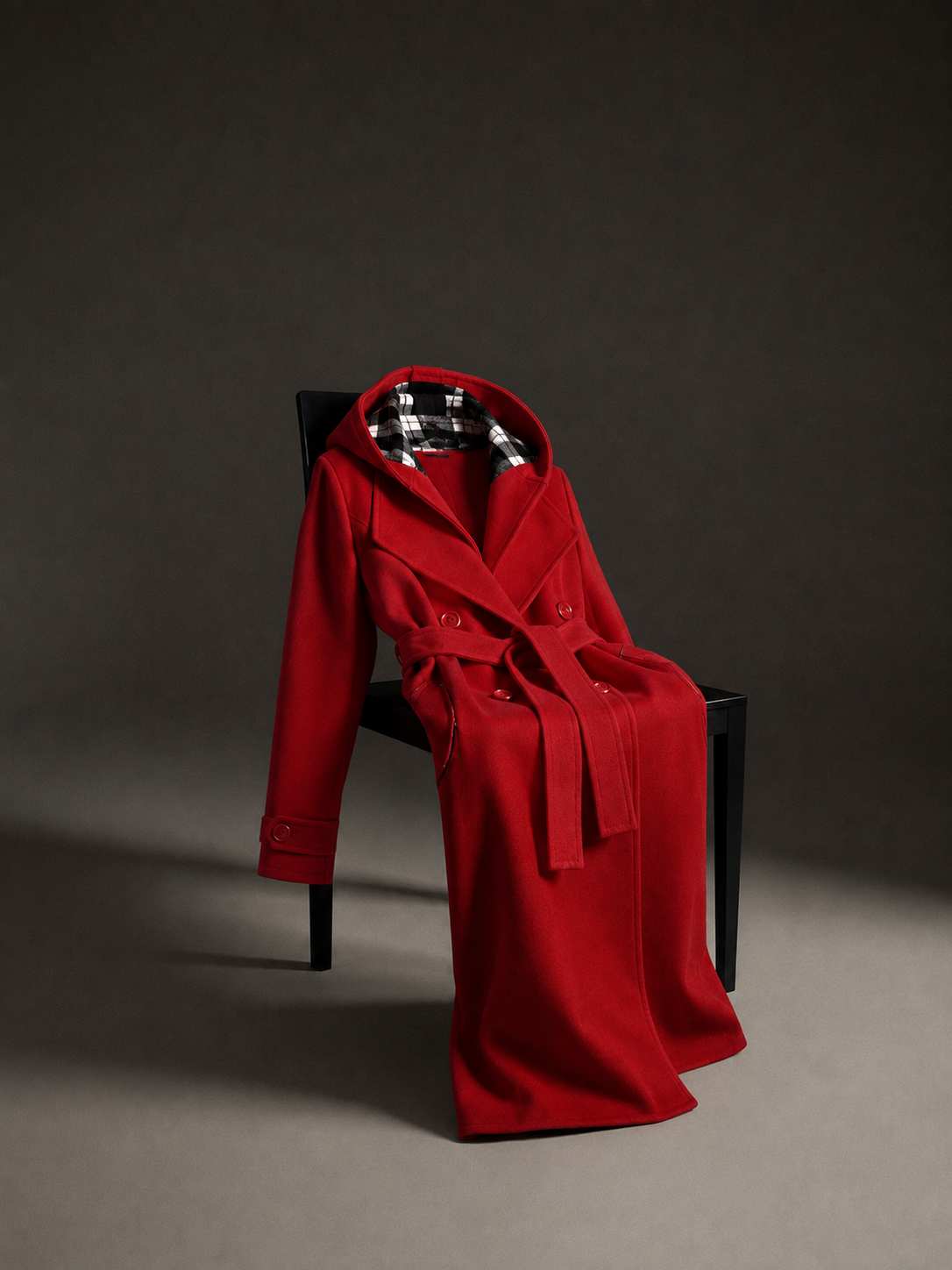 Red Women's Lace Trim Trench Coat Style Jacket