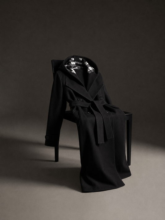 Black Women's Lace Trim Trench Coat Style Jacket