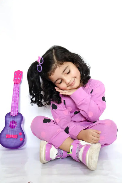 Purple Multi Heart Printed Kids Wear (Each)