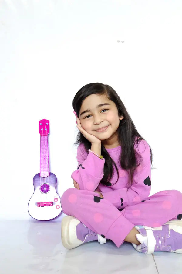 Purple Multi Heart Printed Kids Wear (Each)