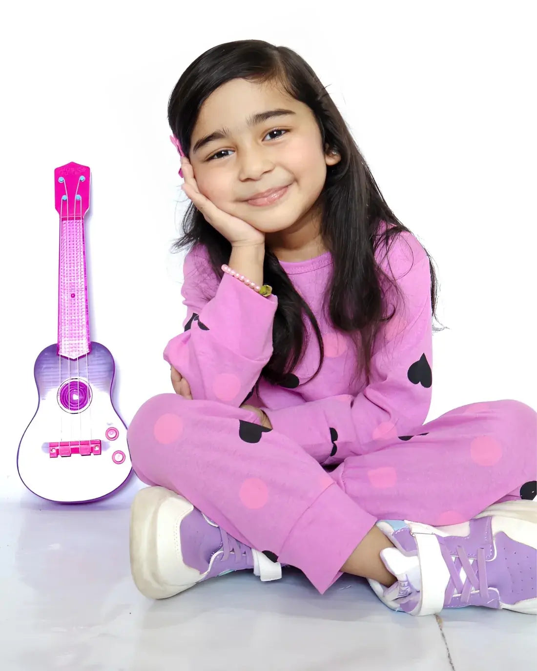 Purple Multi Heart Printed Kids Wear (Each)