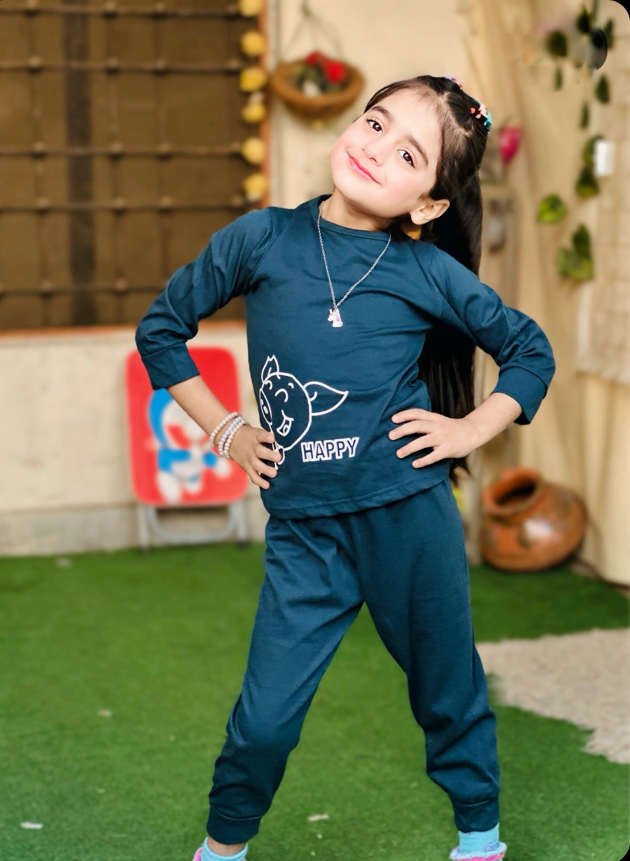 Green Happy Cow Printed Kids Wear (Each)