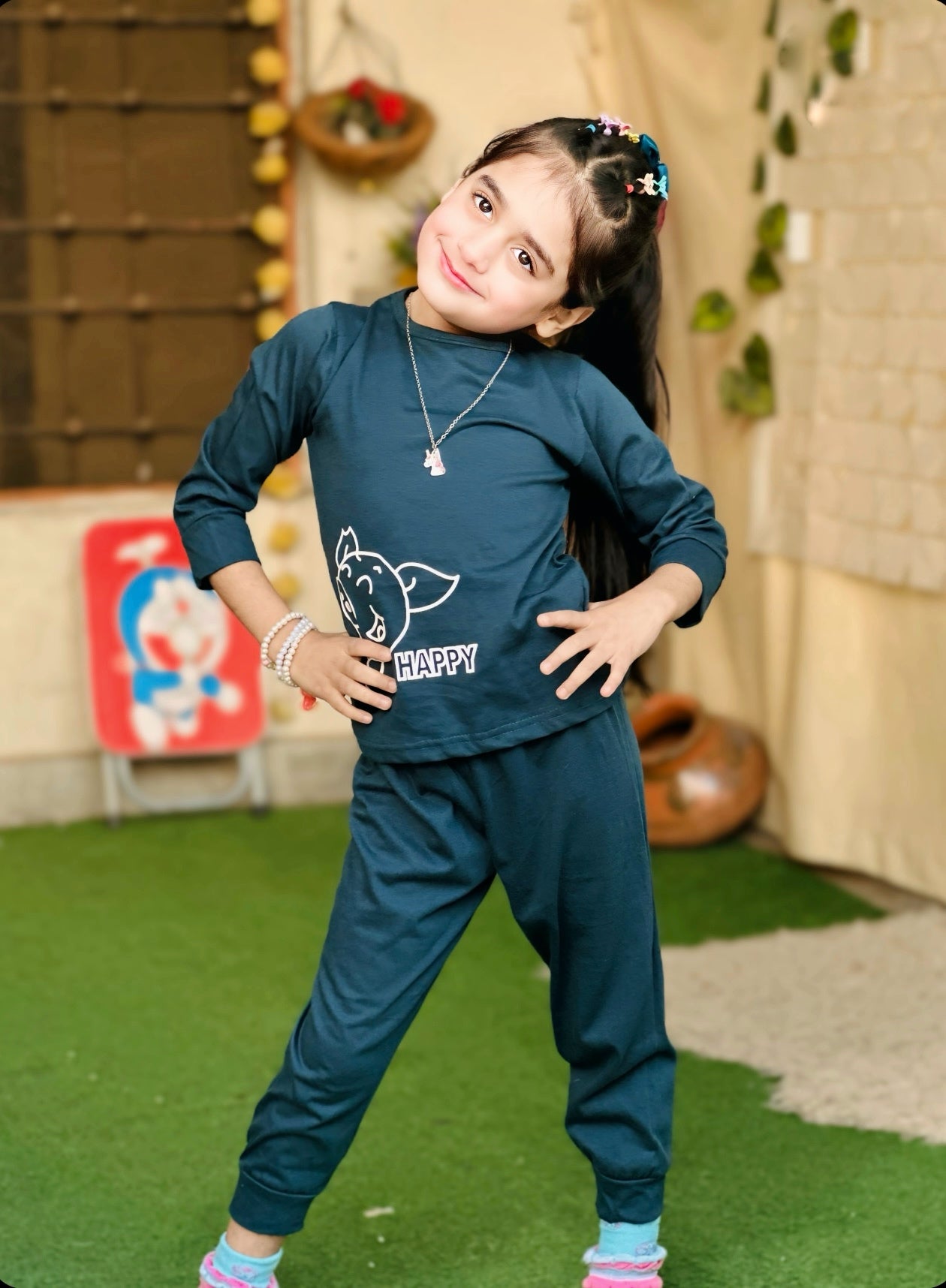 Green Happy Cow Printed Kids Wear (Each)