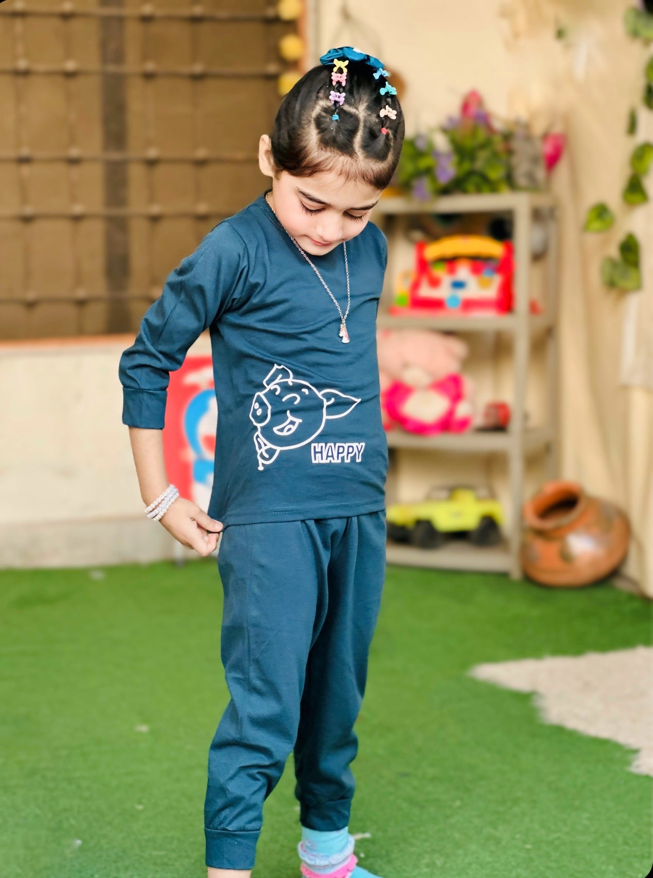 Green Happy Cow Printed Kids Wear (Each)