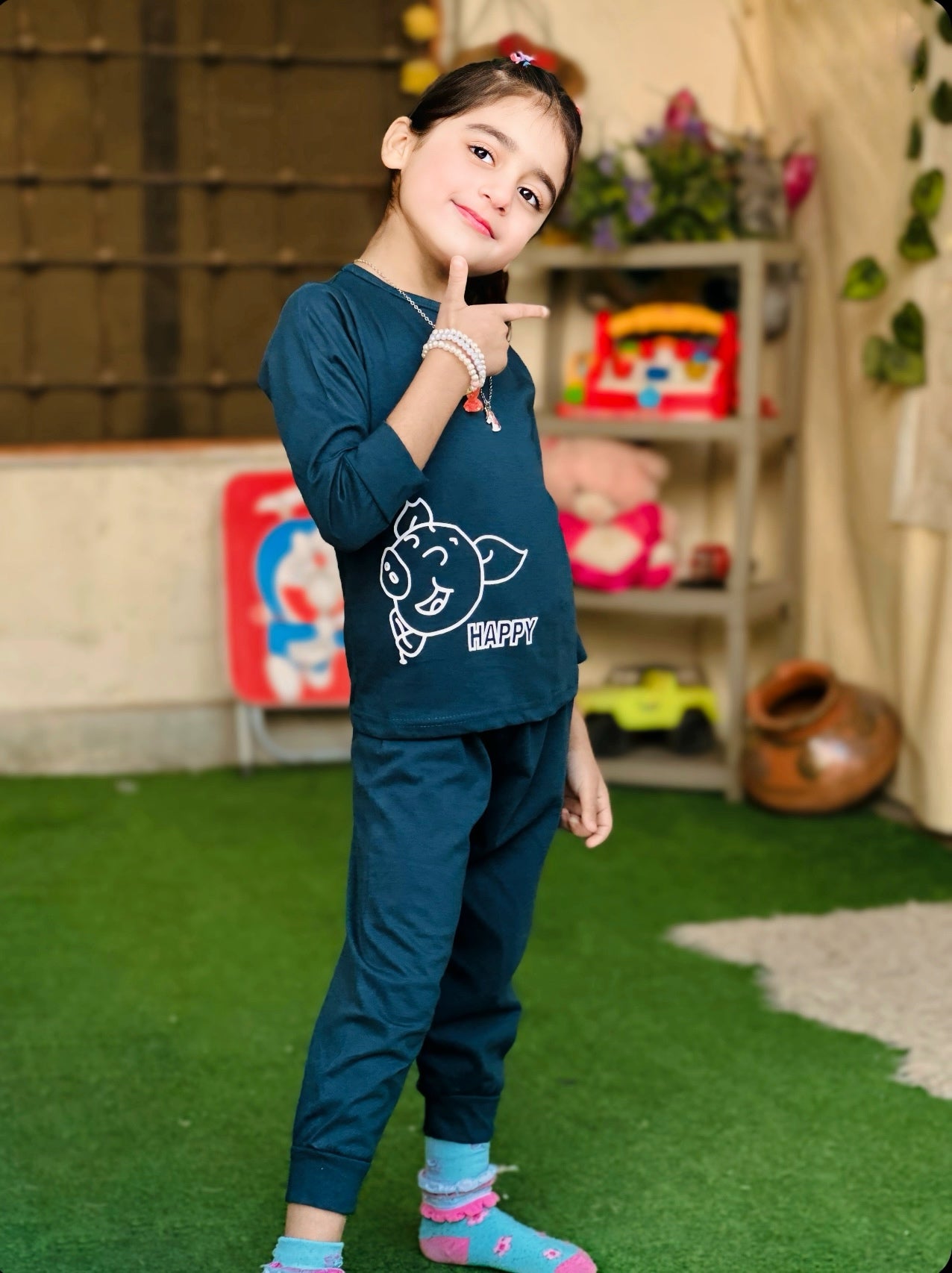 Green Happy Cow Printed Kids Wear (Each)