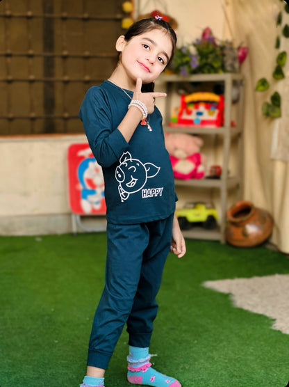 Green Happy Cow Printed Kids Wear (Each)