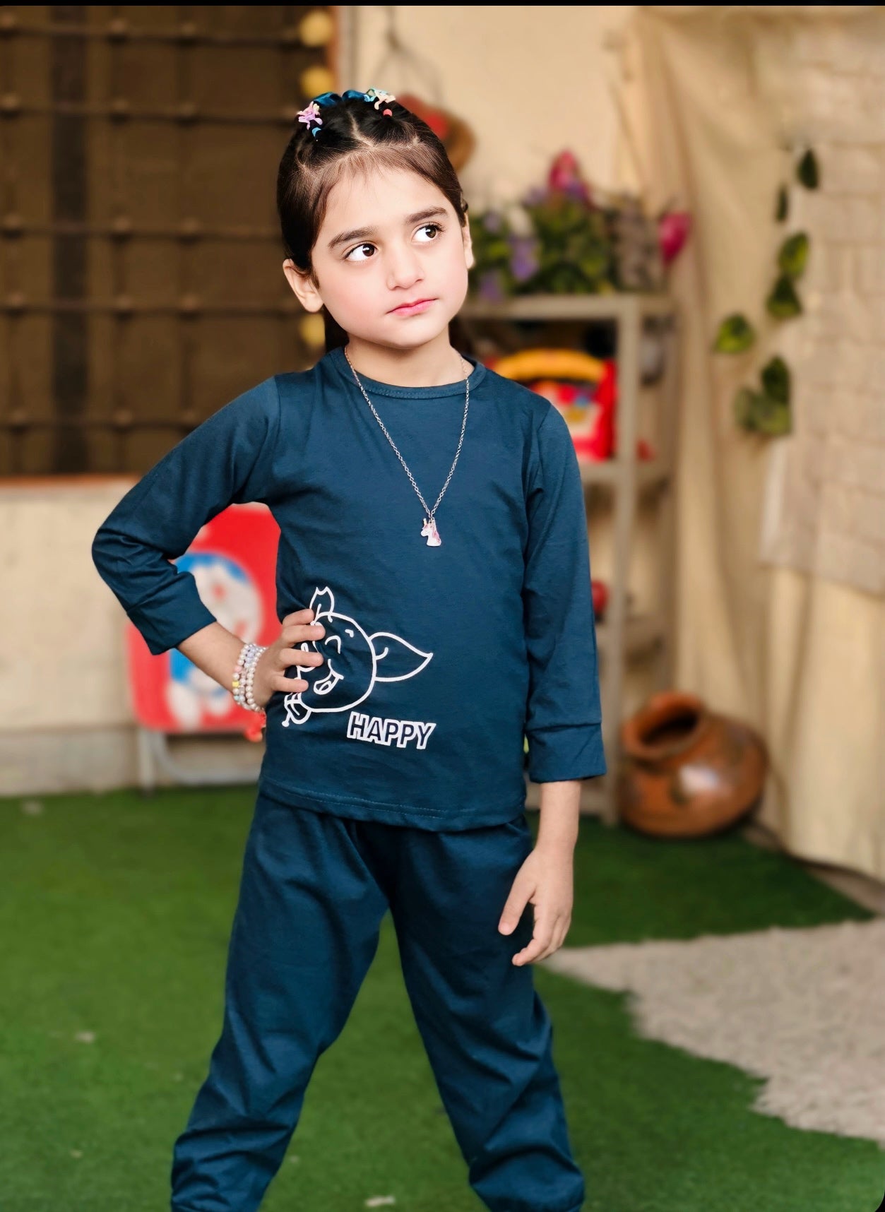 Green Happy Cow Printed Kids Wear (Each)