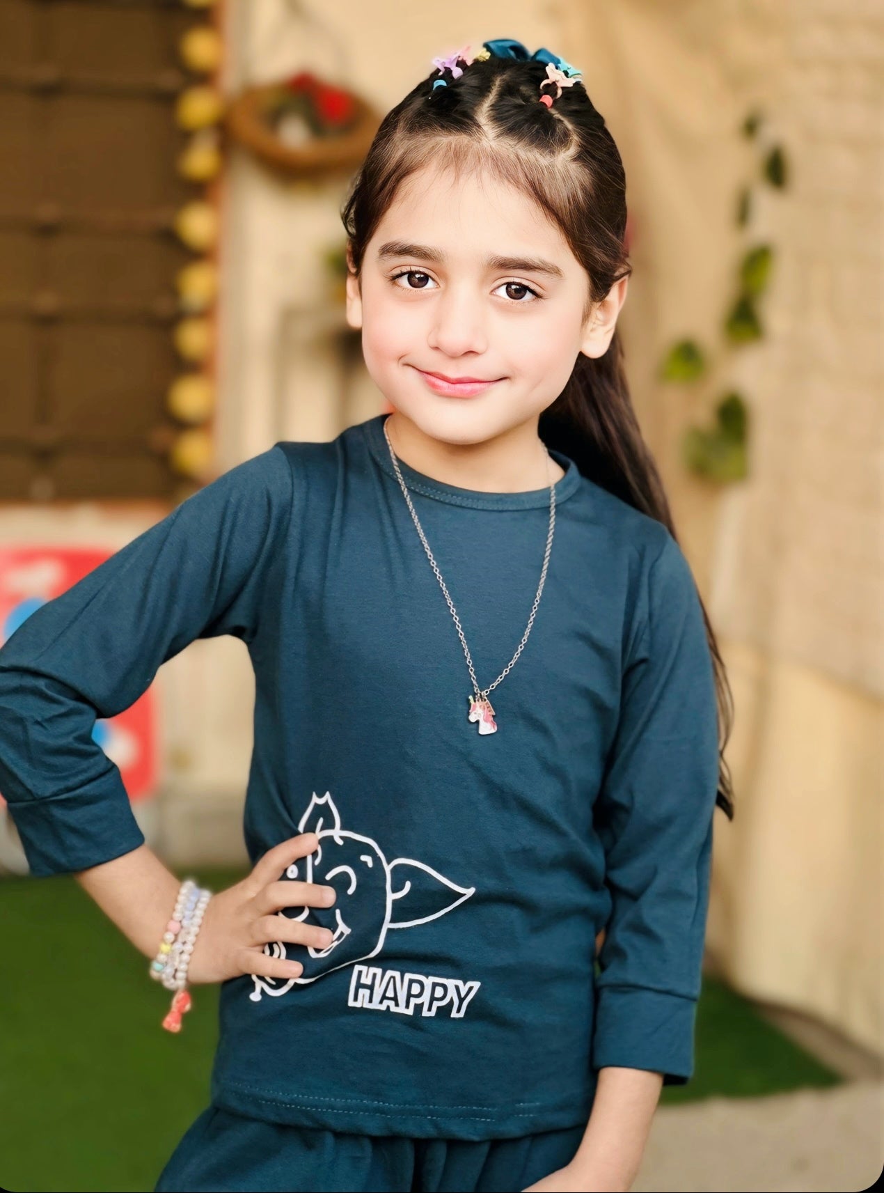 Green Happy Cow Printed Kids Wear (Each)
