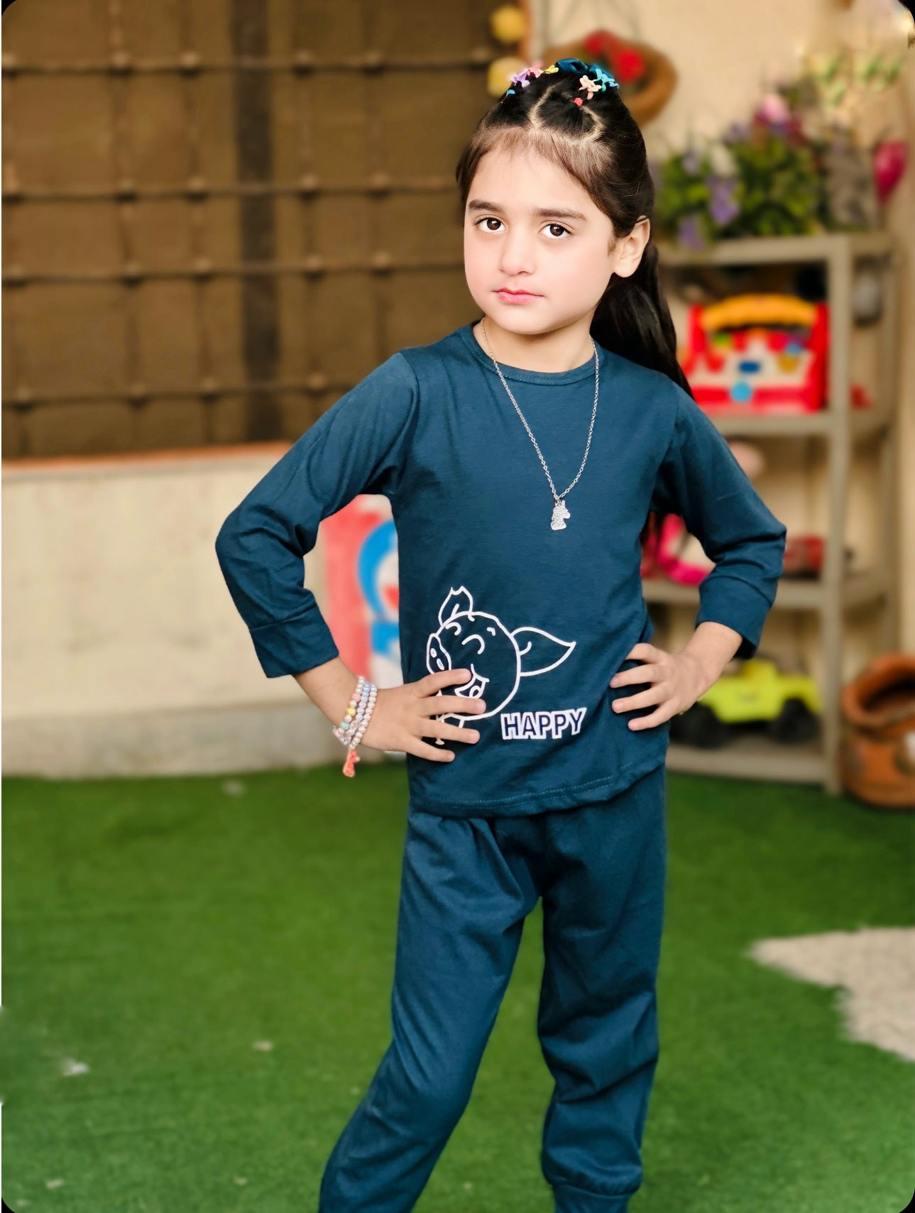 Green Happy Cow Printed Kids Wear (Each)