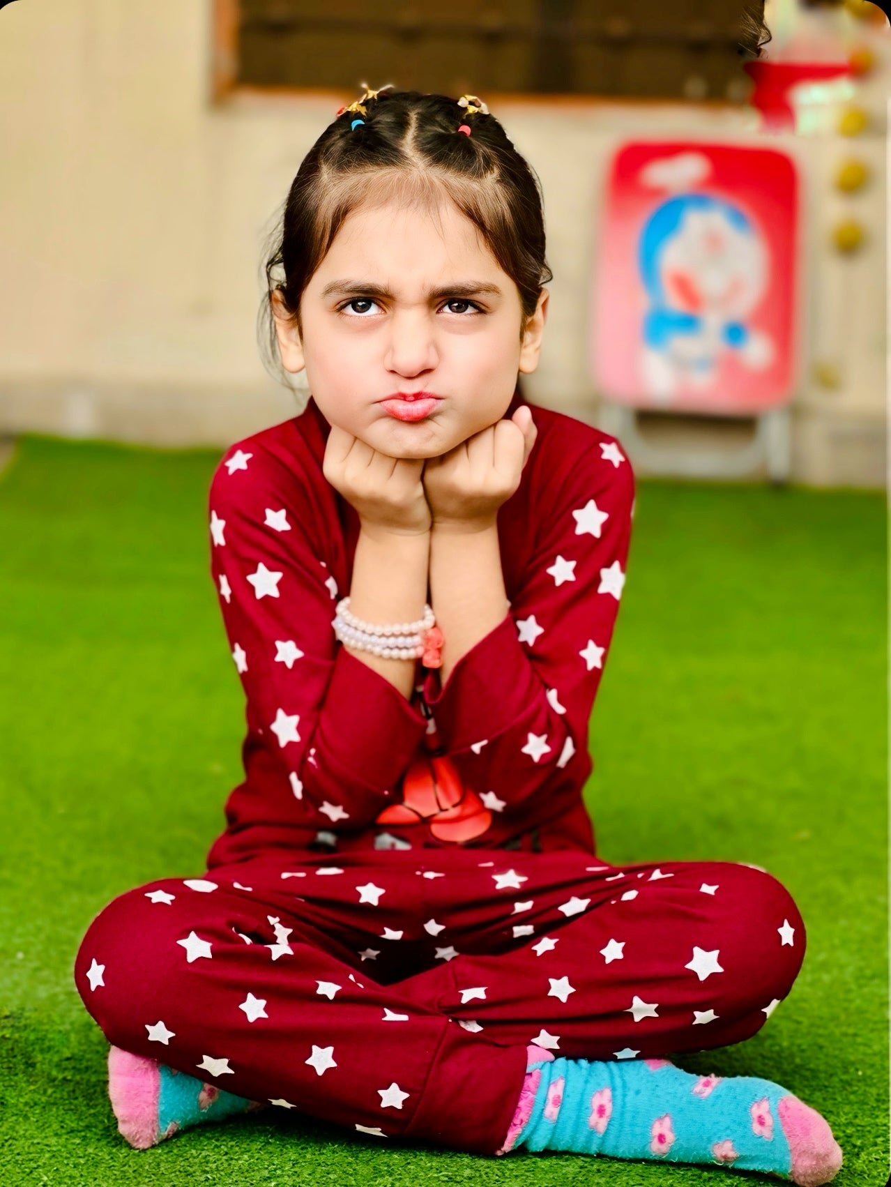 Maroon Teddy Bear Printed Kids Wear (Each)