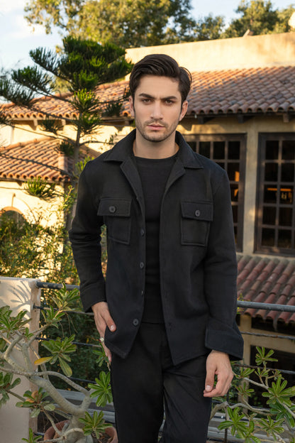 Black Men's Winter Warm Shacket