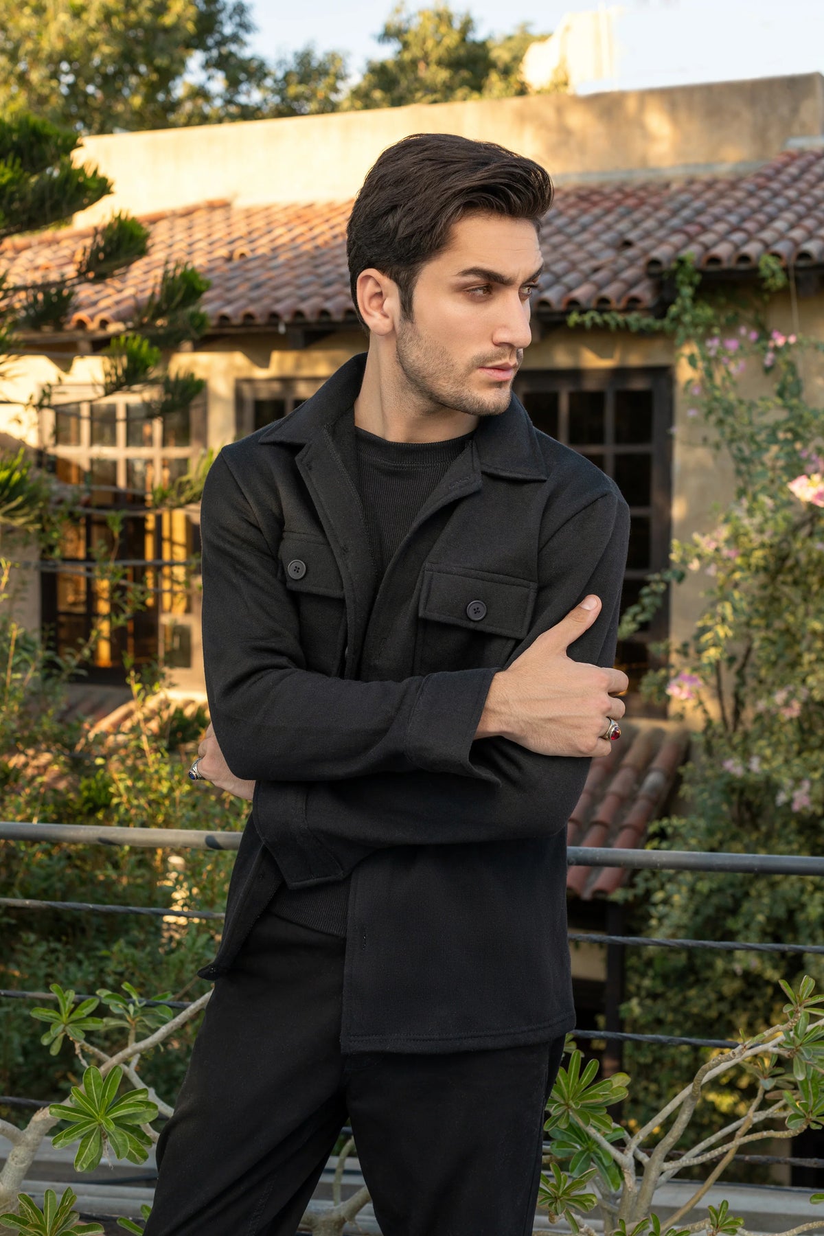 Black Men's Winter Warm Shacket