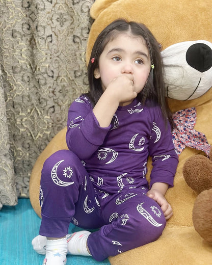 Purple Star And Moon Printed Kids Wear (Each)