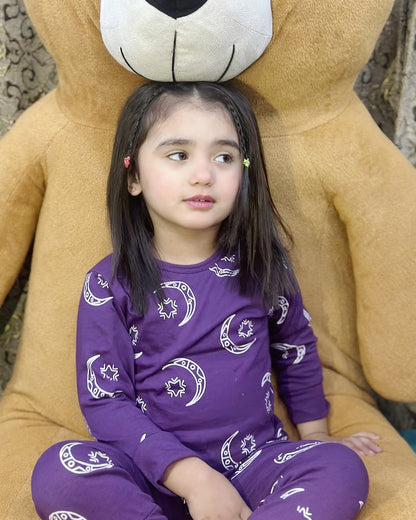 Purple Star And Moon Printed Kids Wear (Each)