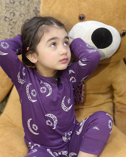 Purple Star And Moon Printed Kids Wear (Each)
