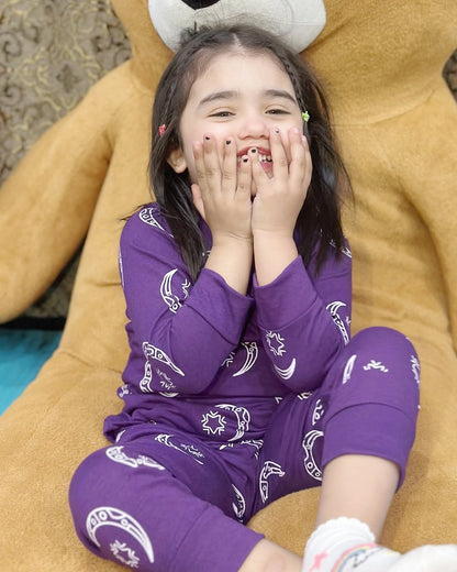 Purple Star And Moon Printed Kids Wear (Each)