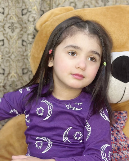 Purple Star And Moon Printed Kids Wear (Each)