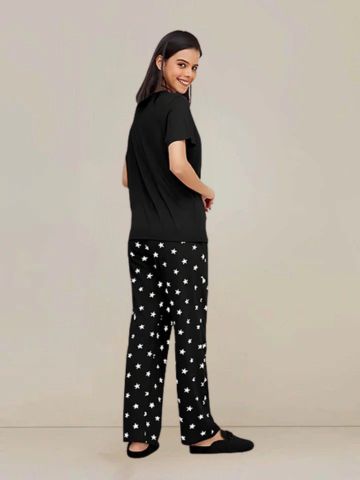 Black Love Sleep Printed  Night Suit
